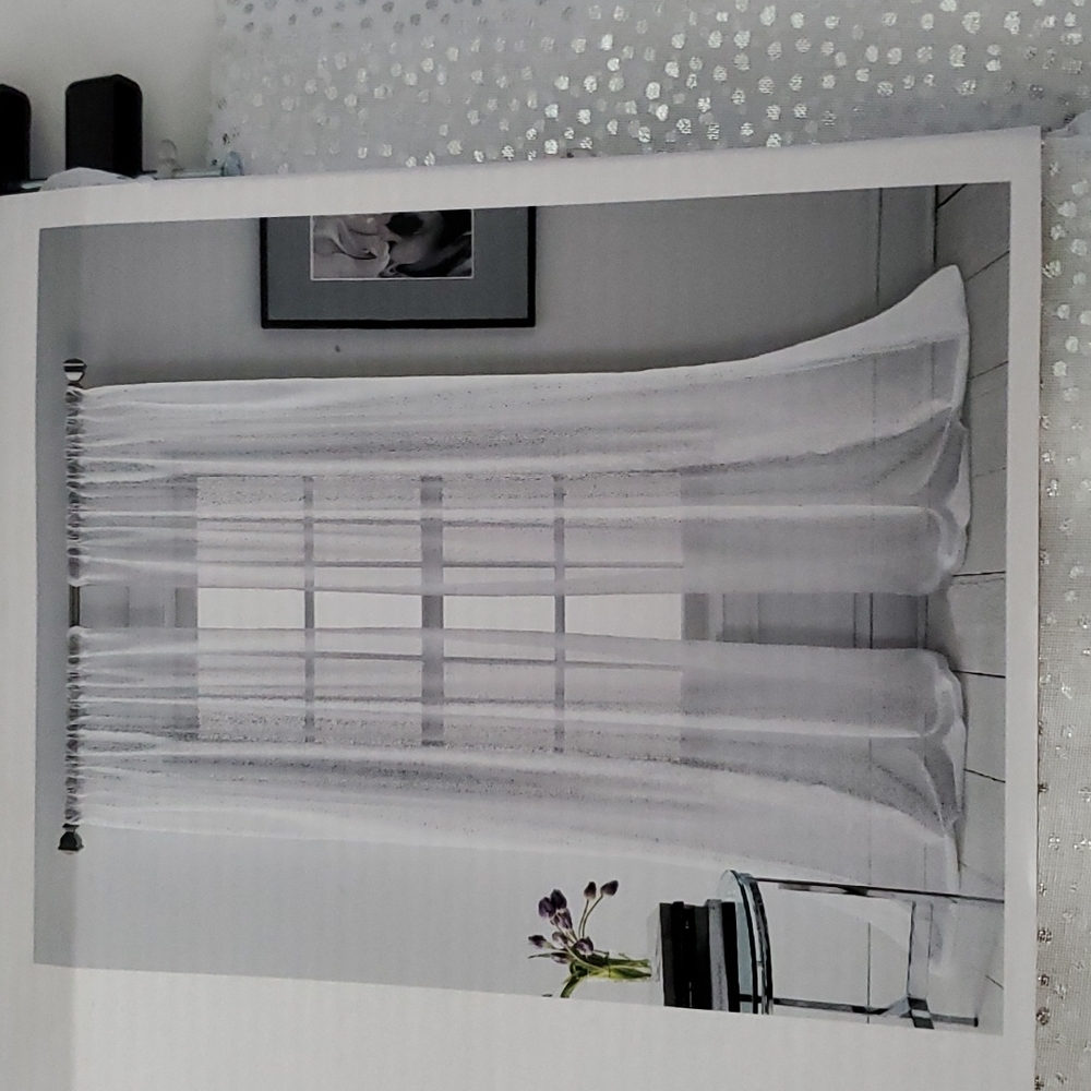DKNY 2pc  Dots Silver Rod Pocket Panels Curtain 50"X 96"